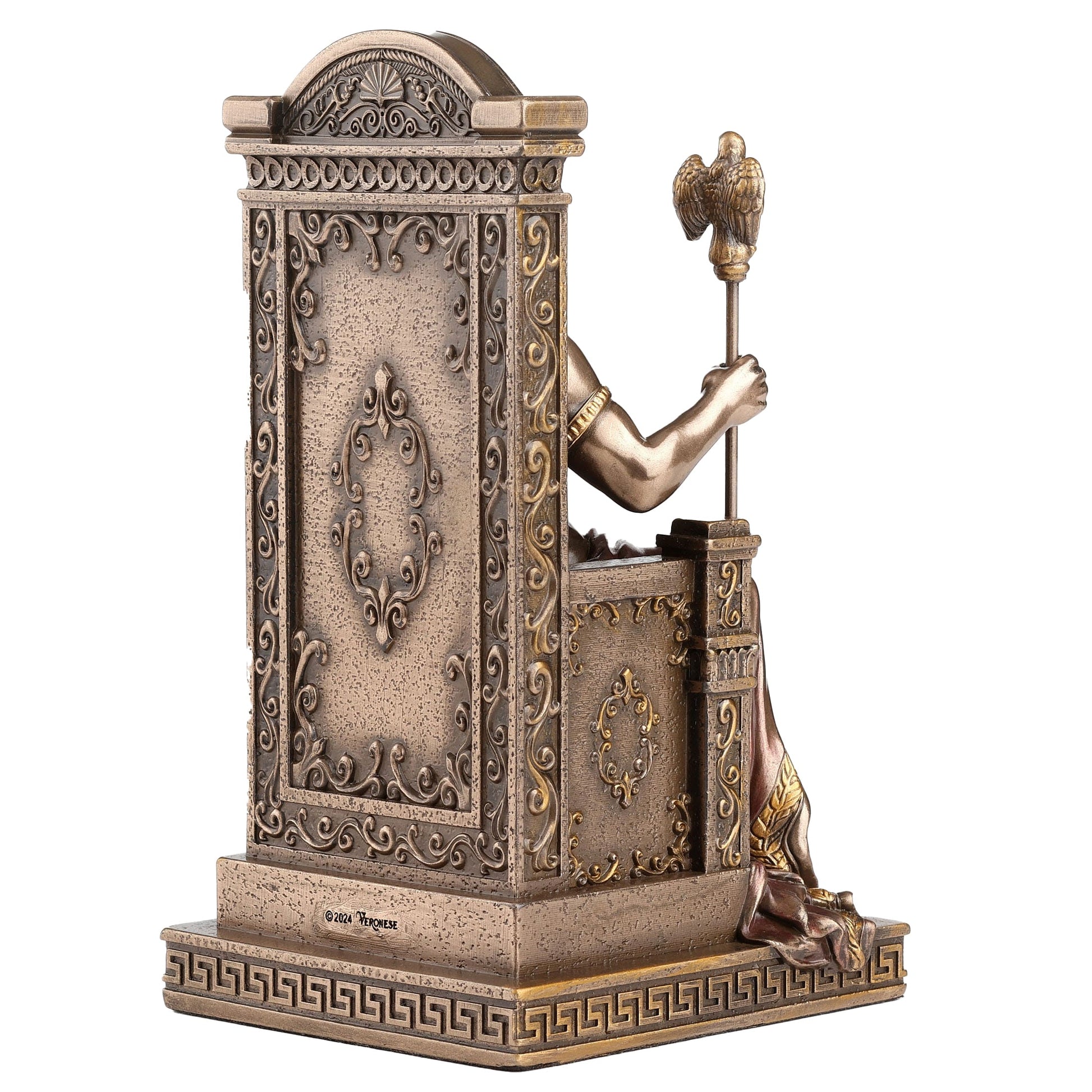 Zeus Greek God of Thunder & Sky Statue – side/back view, Veronese bronze figurine