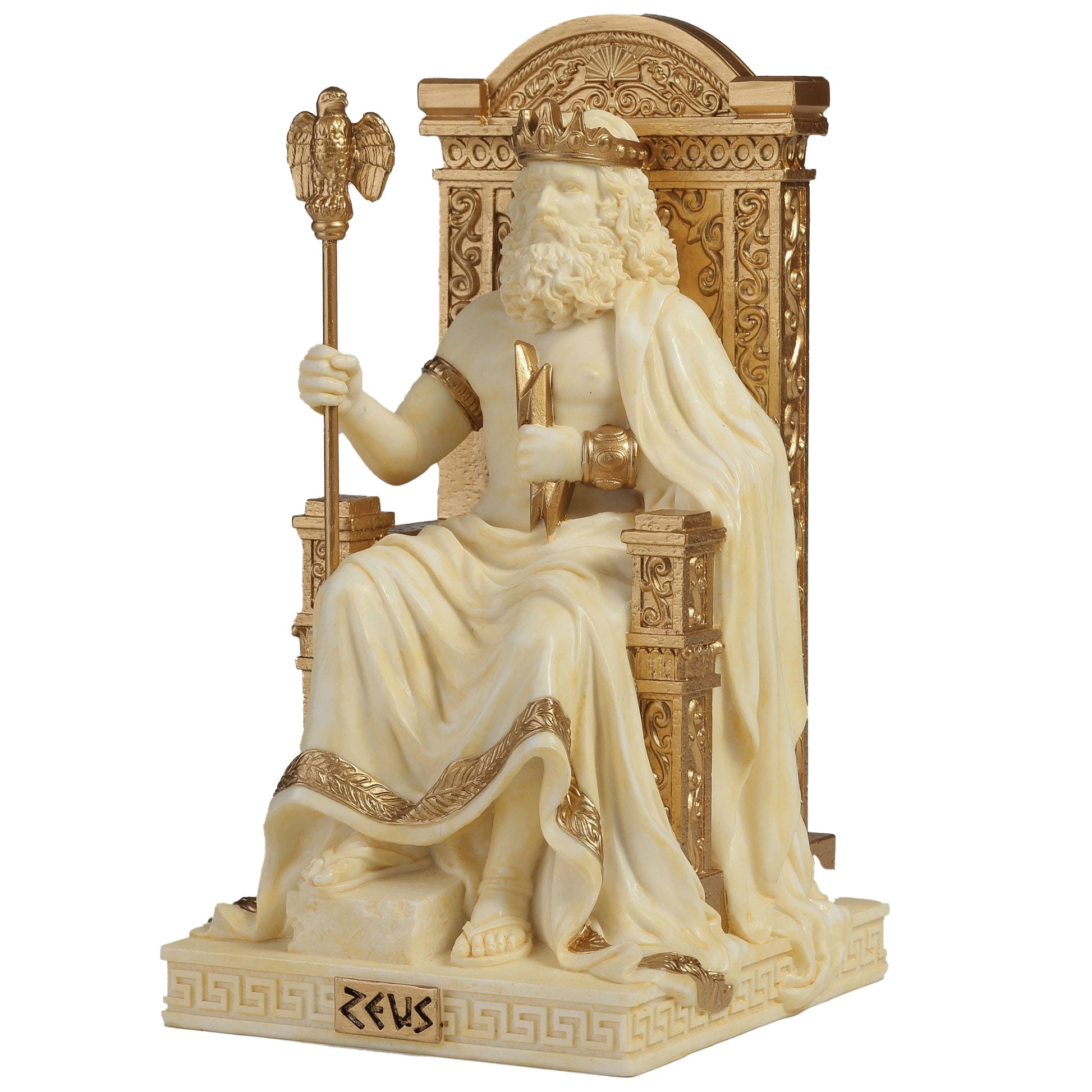 Zeus Greek God of Sky & Thunder Statue – close-up of eagle, scepter, and robes