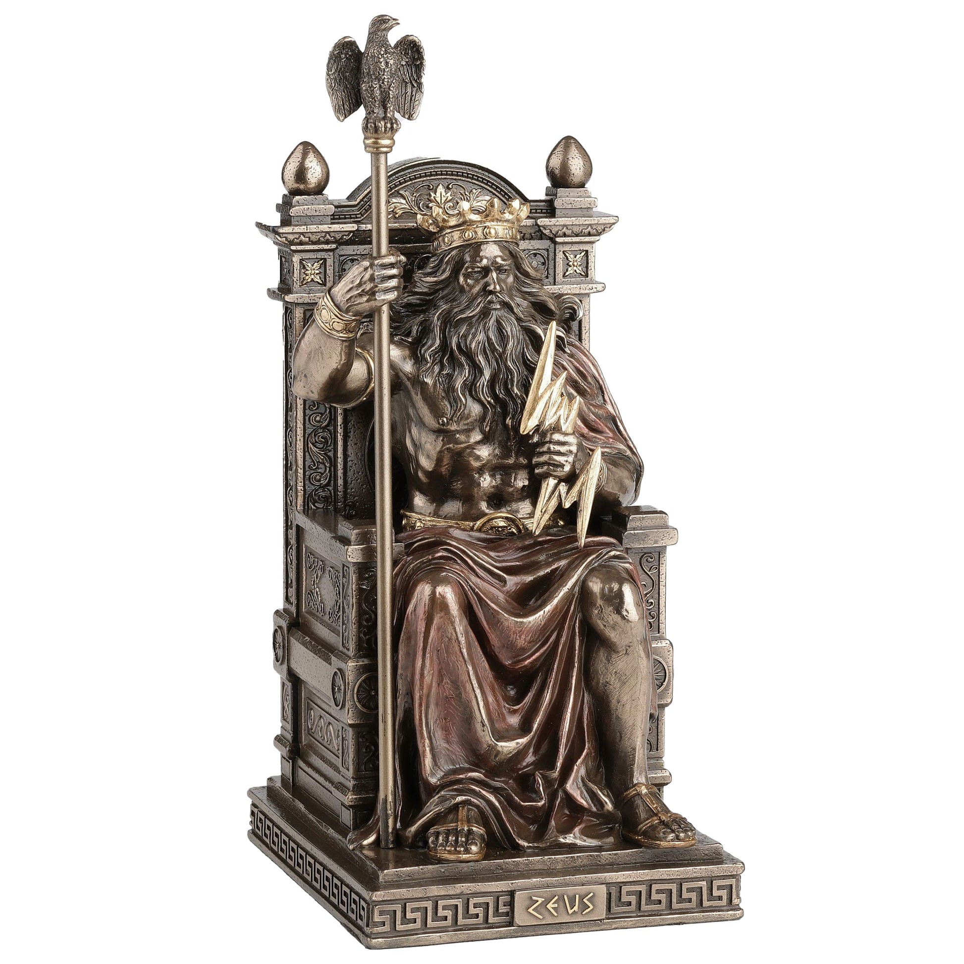 Zeus on Throne Statue – 27cm Veronese Cold-Cast Bronze Greek Mythology Figurine
