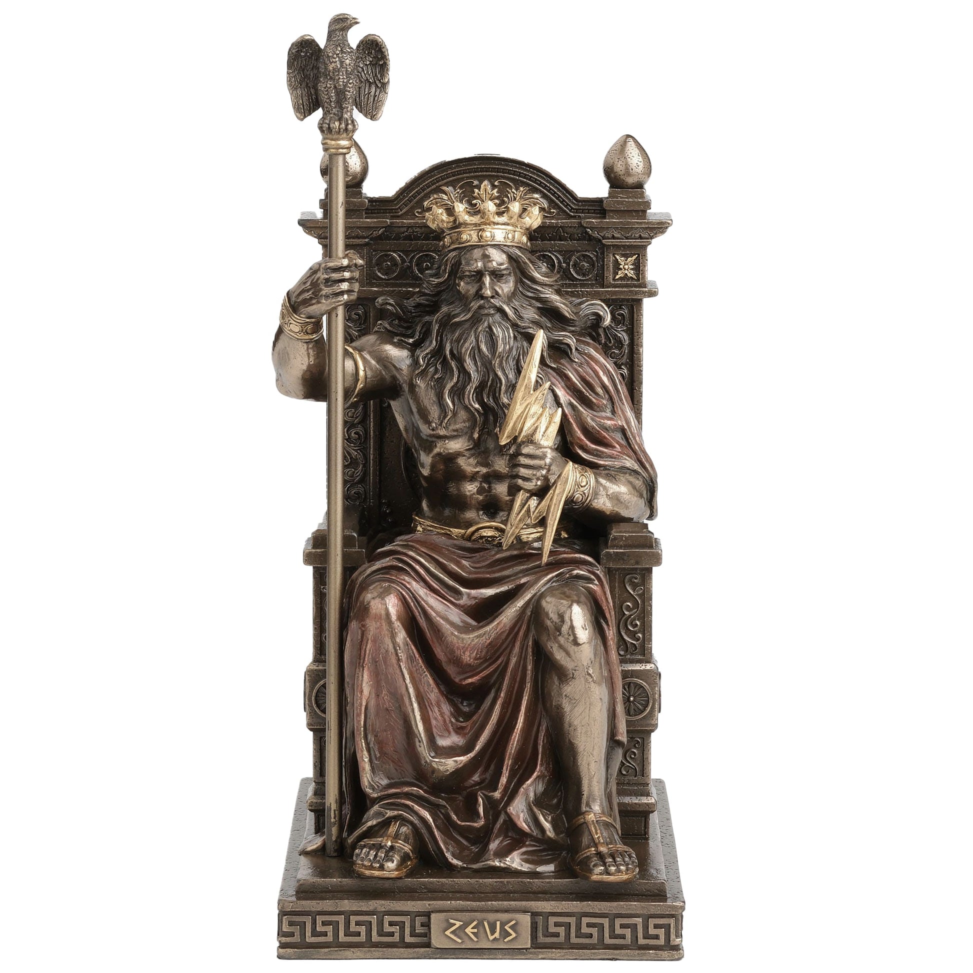 Zeus on Throne Statue – 27cm Veronese Cold-Cast Bronze Greek Mythology Figurine
