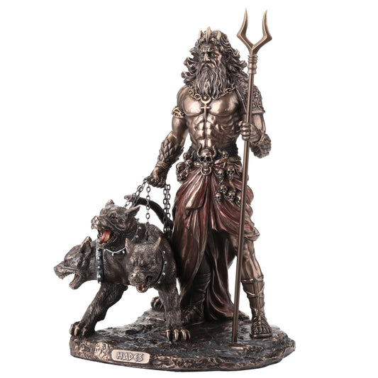 Hades and Cerberus Statue – 25cm Veronese Cold-Cast Bronze Greek Mythology Figurine