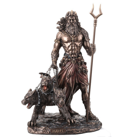 Hades and Cerberus Statue – 25cm Veronese Cold-Cast Bronze Greek Mythology Figurine