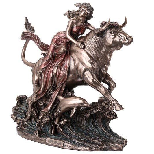 Europa and the Bull Statue – 24x23cm Veronese Cold-Cast Bronze Figurine