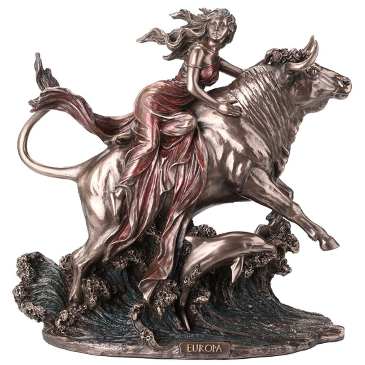 Europa and the Bull Statue – 24x23cm Veronese Cold-Cast Bronze Figurine