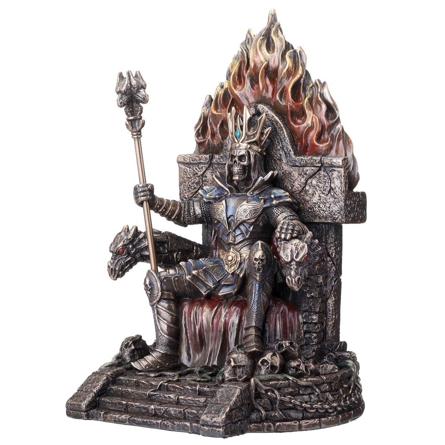 Undead King on Throne Statue – 22x15cm Veronese Cold-Cast Bronze Fantasy Figurine