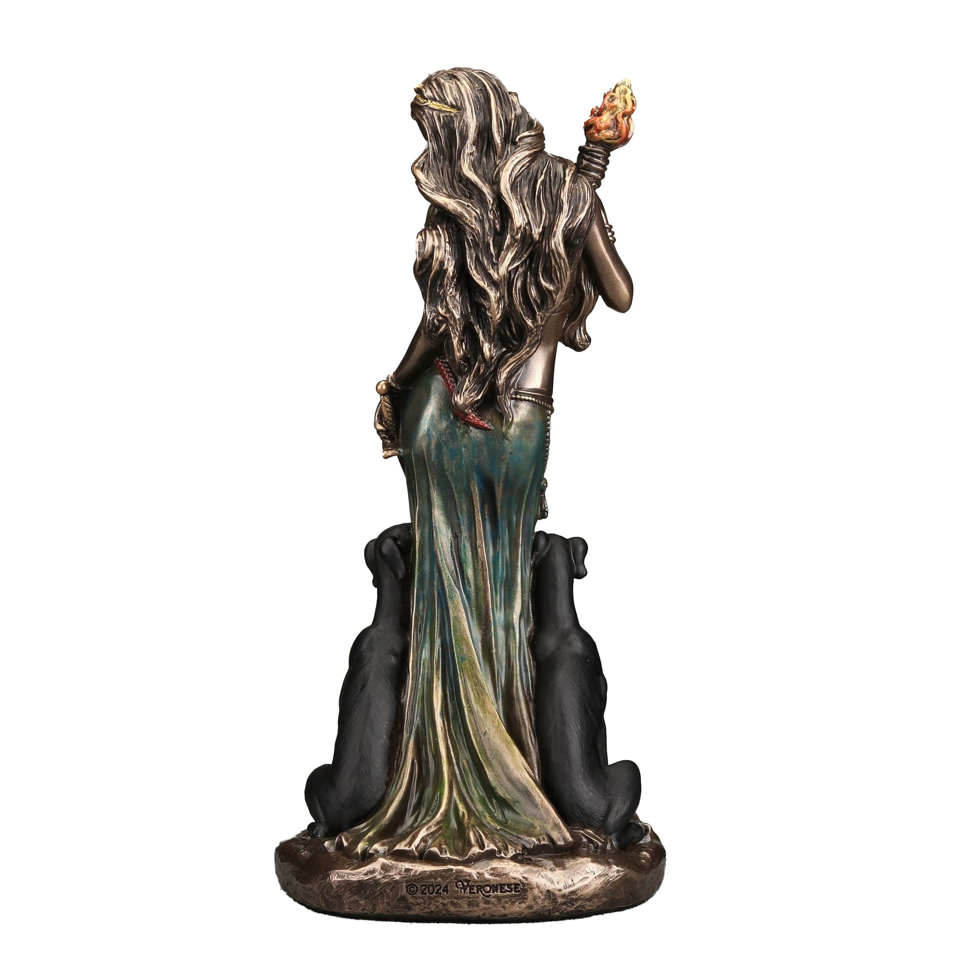 Hecate Greek Goddess of Witchcraft Statue – detail close-up of robes and base, cold-cast bronze