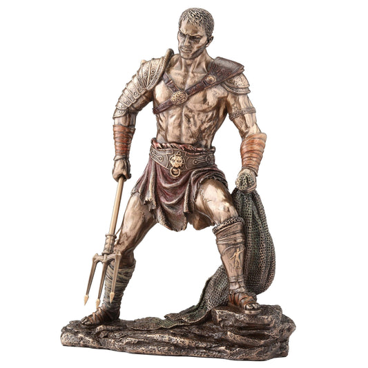 Gladiator Roman Warrior Statue – Veronese cold-cast bronze, angled view