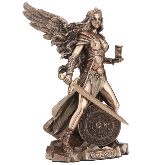 Nemesis Greek Goddess Statue – Veronese bronze, 21.5 cm – angled view
