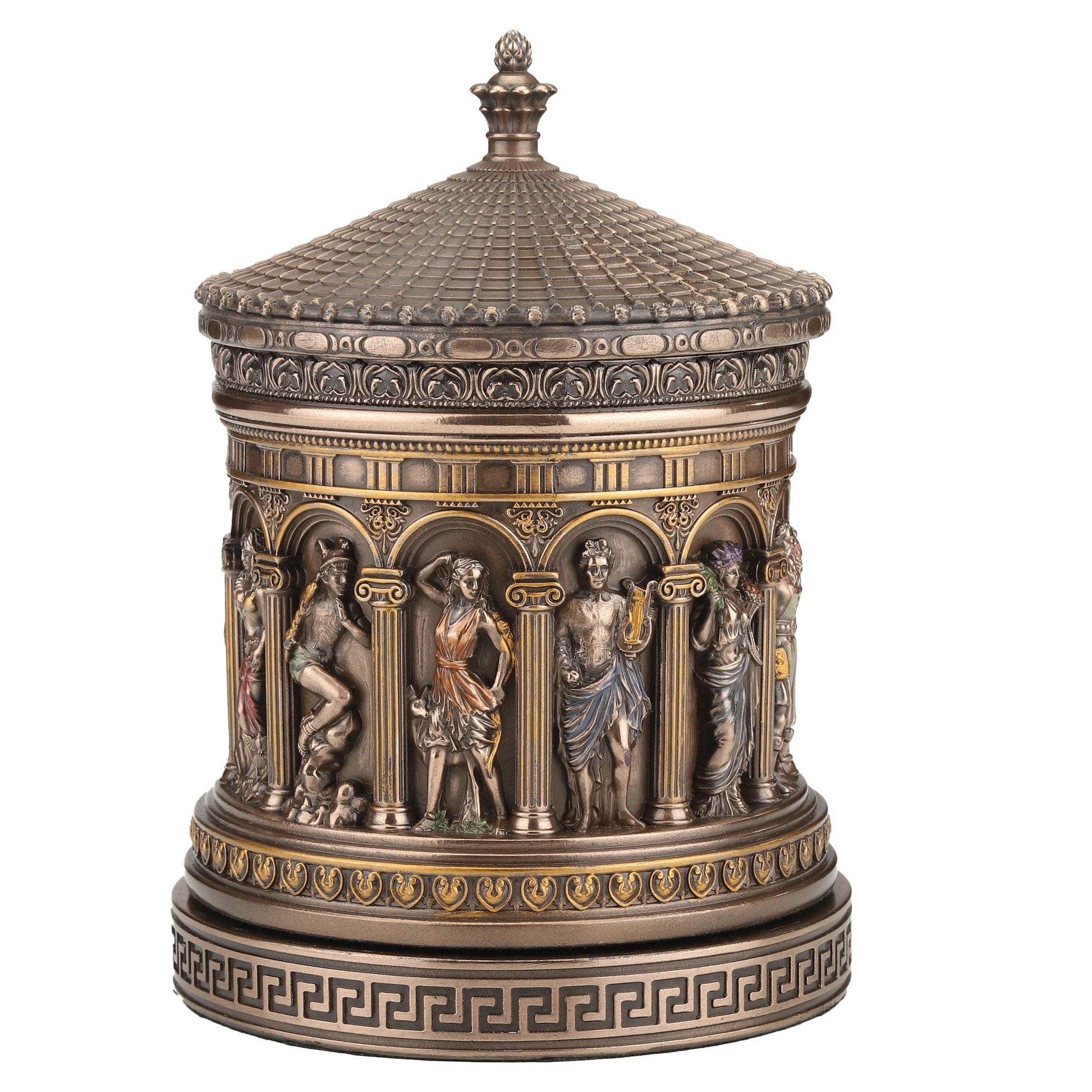 Pantheon Gods Jewelry Box side angle cold-cast bronze finish