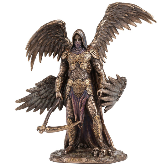 Archangel Azrael Statue with sweeping wings - side view bronze