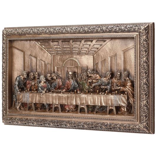 Last Supper Wall Plaque bas-relief close-up of figures and drapery