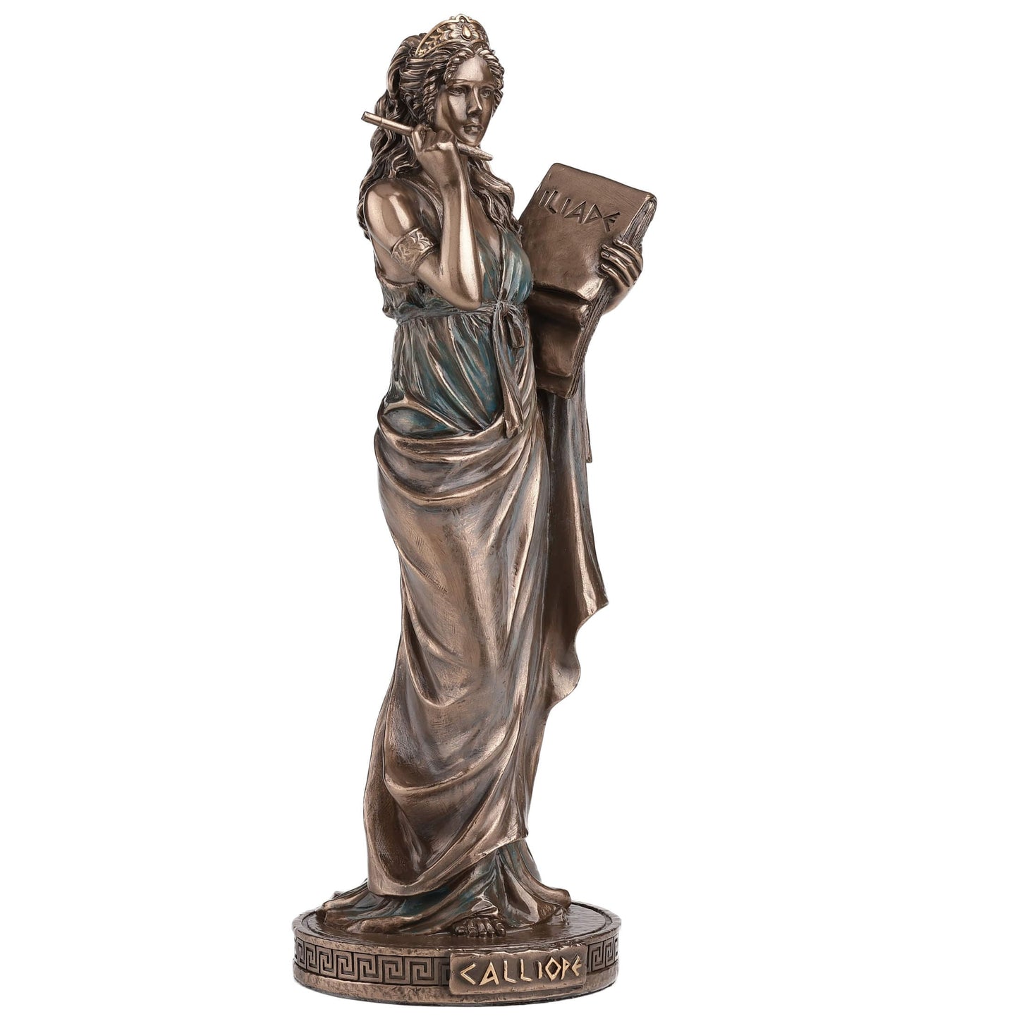 Calliope Muse of Epic Poetry Statue close-up of robe and laurel wreath