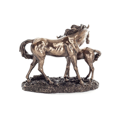 Mother & Foal 15cm Veronese Cold-Cast Bronze Statue – A Symbol of Love & Protection