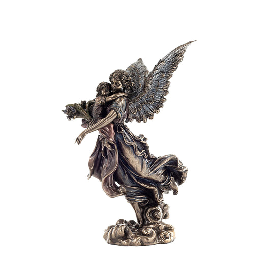 Guardian Angel with Child 27cm Veronese Cold-Cast Bronze Statue – Symbol of Protection and Love