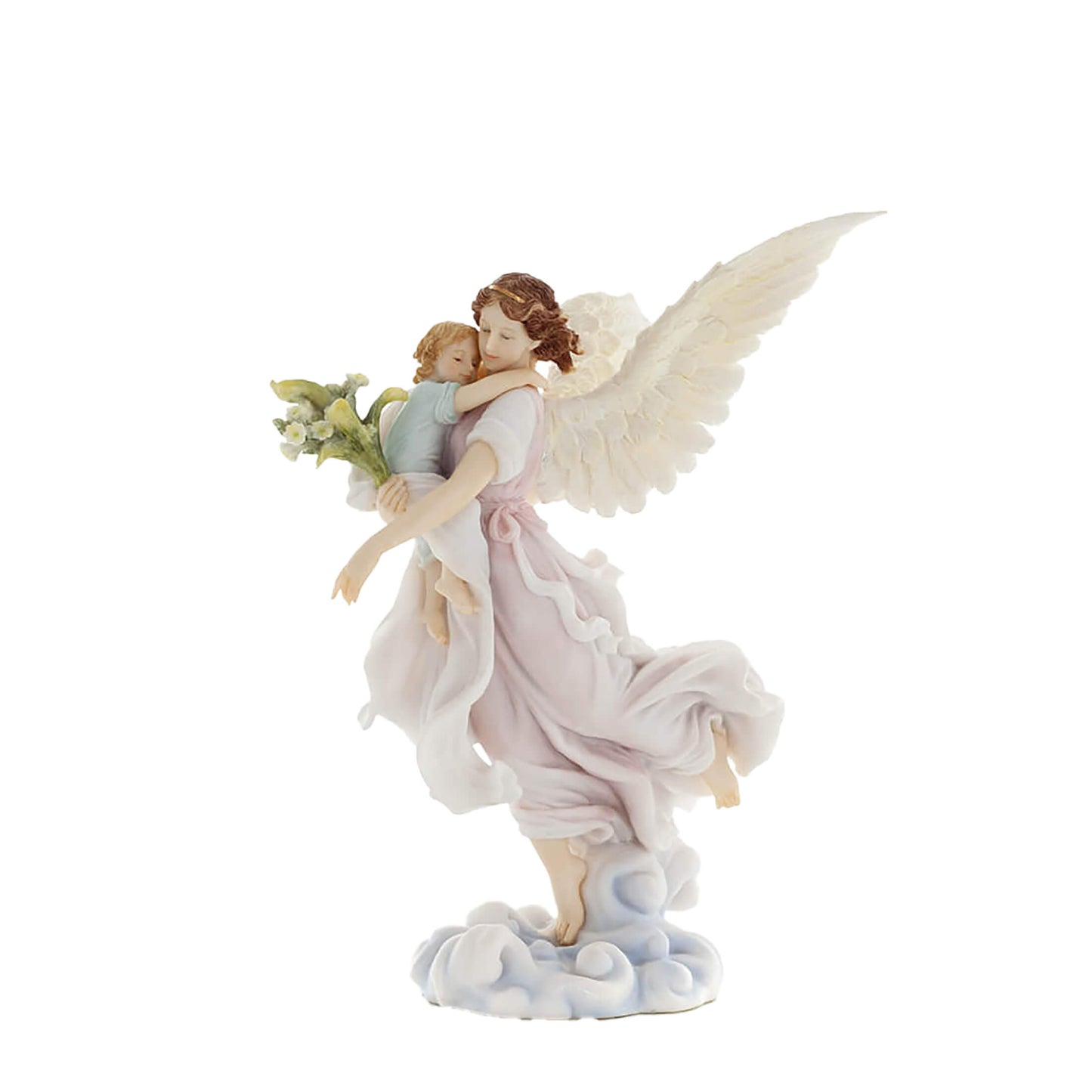 Guardian Angel with Child 27cm Hand-Painted Statue – Symbol of Love and Protection