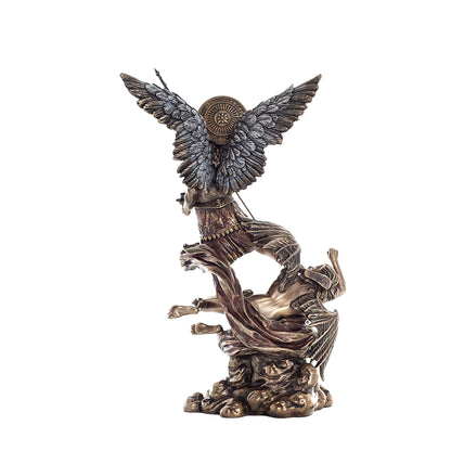 Archangel Saint Michael 33cm Veronese Cold-Cast Bronze Statue – Heavenly Warrior Defeating Evil