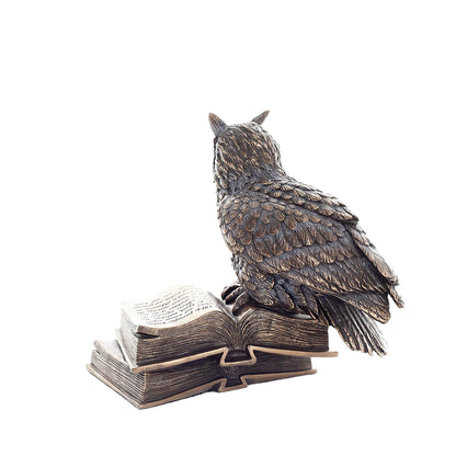 Wise Owl on Books Statue – 17cm Veronese Cold-Cast Bronze Knowledge & Wisdom Figurine