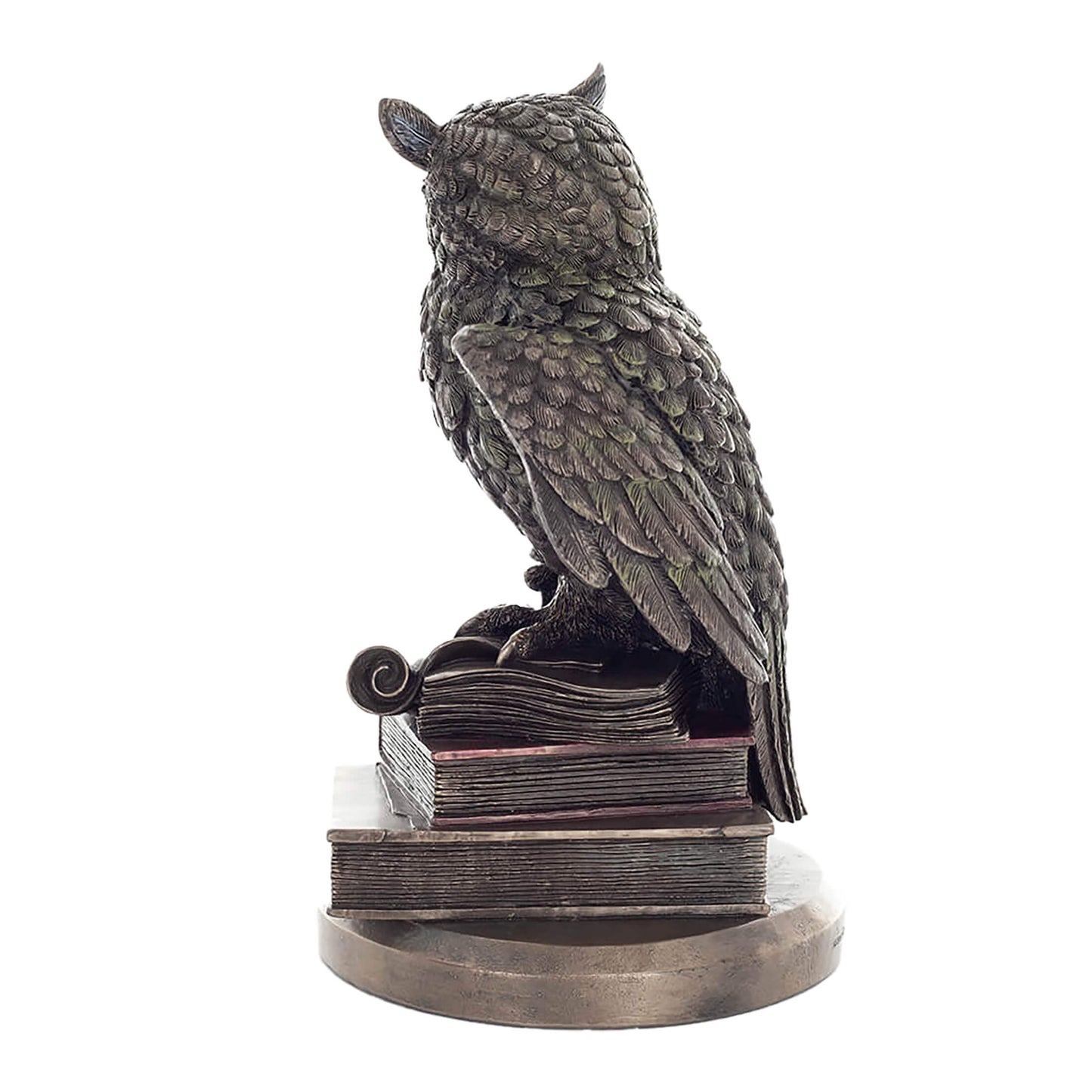 Wise Owl with Quill & Books Statue – 23cm Veronese Cold-Cast Bronze Scholarly Bird Figurine
