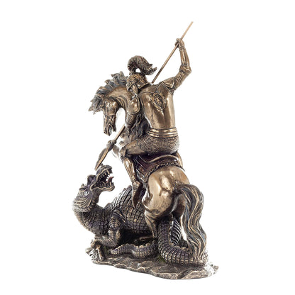 Saint George Slaying the Dragon 31.5cm Veronese Cold-Cast Bronze Statue – Christian Warrior Figurine
