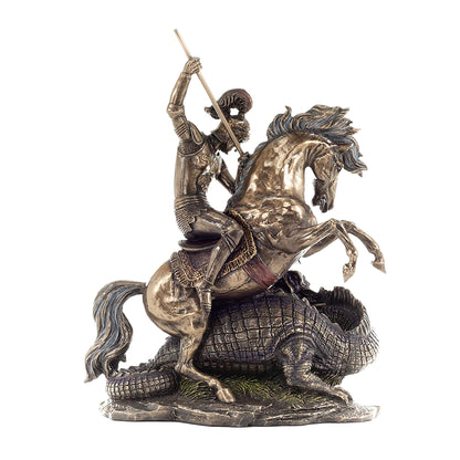 Saint George Slaying the Dragon 31.5cm Veronese Cold-Cast Bronze Statue – Christian Warrior Figurine