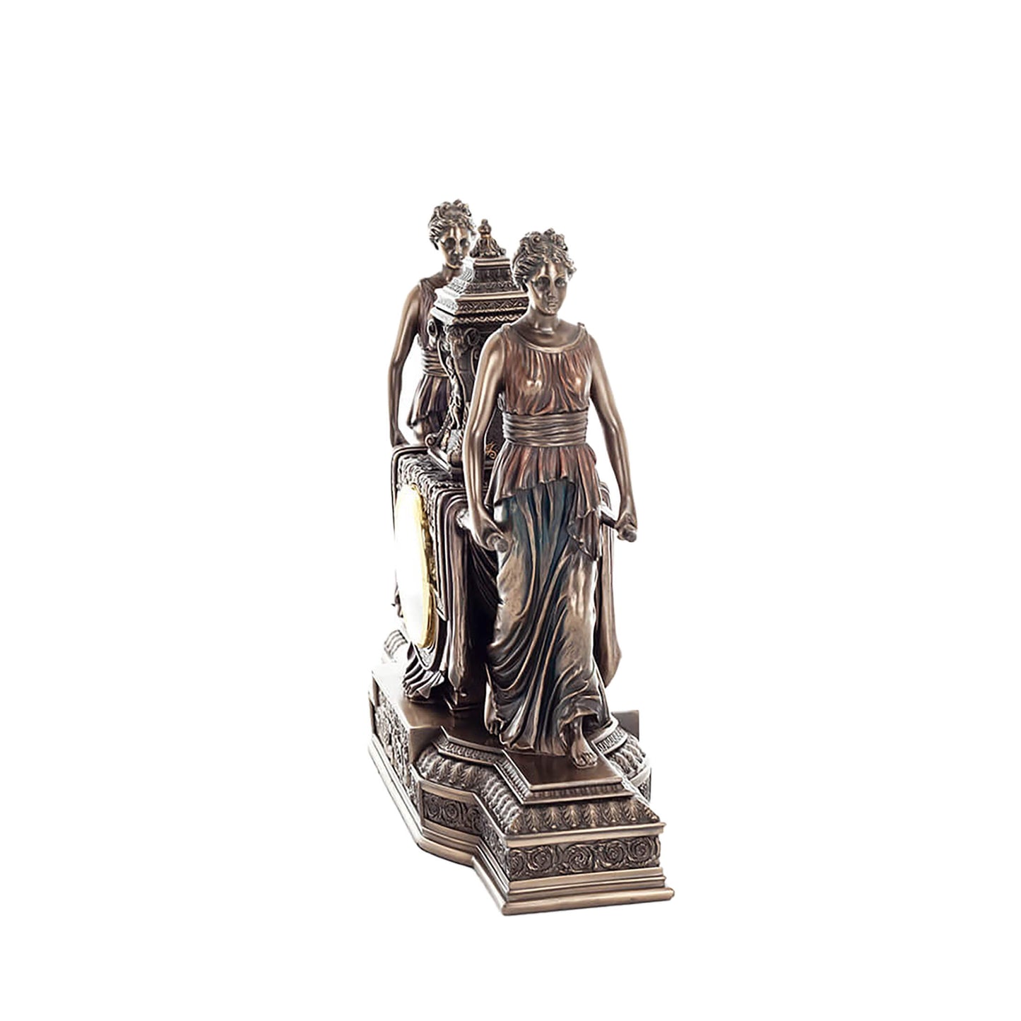 Two females Clock 30x36cm Mythology-Inspired Veronese Cold-Cast Bronze Table Clock