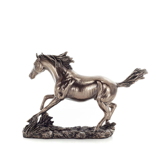 Galloping Horse 34.5x22cm Veronese Cold-Cast Bronze Statue – Symbol of Freedom