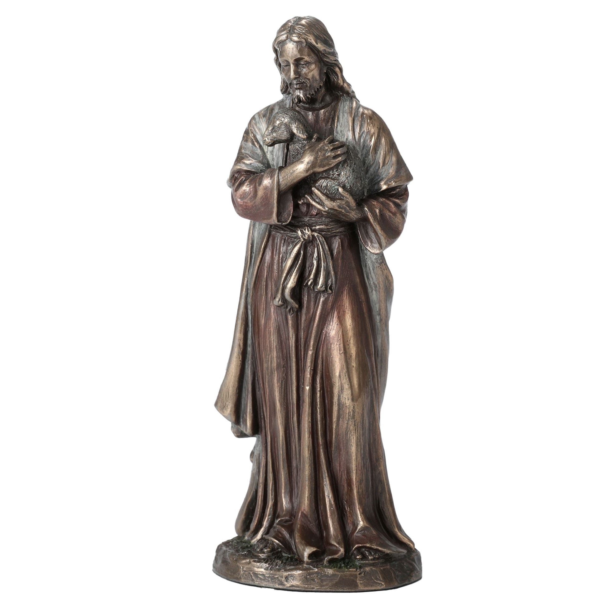 Jesus the Good Shepherd 16cm Veronese Cold-Cast Bronze Statue – Christian Religious Figurine