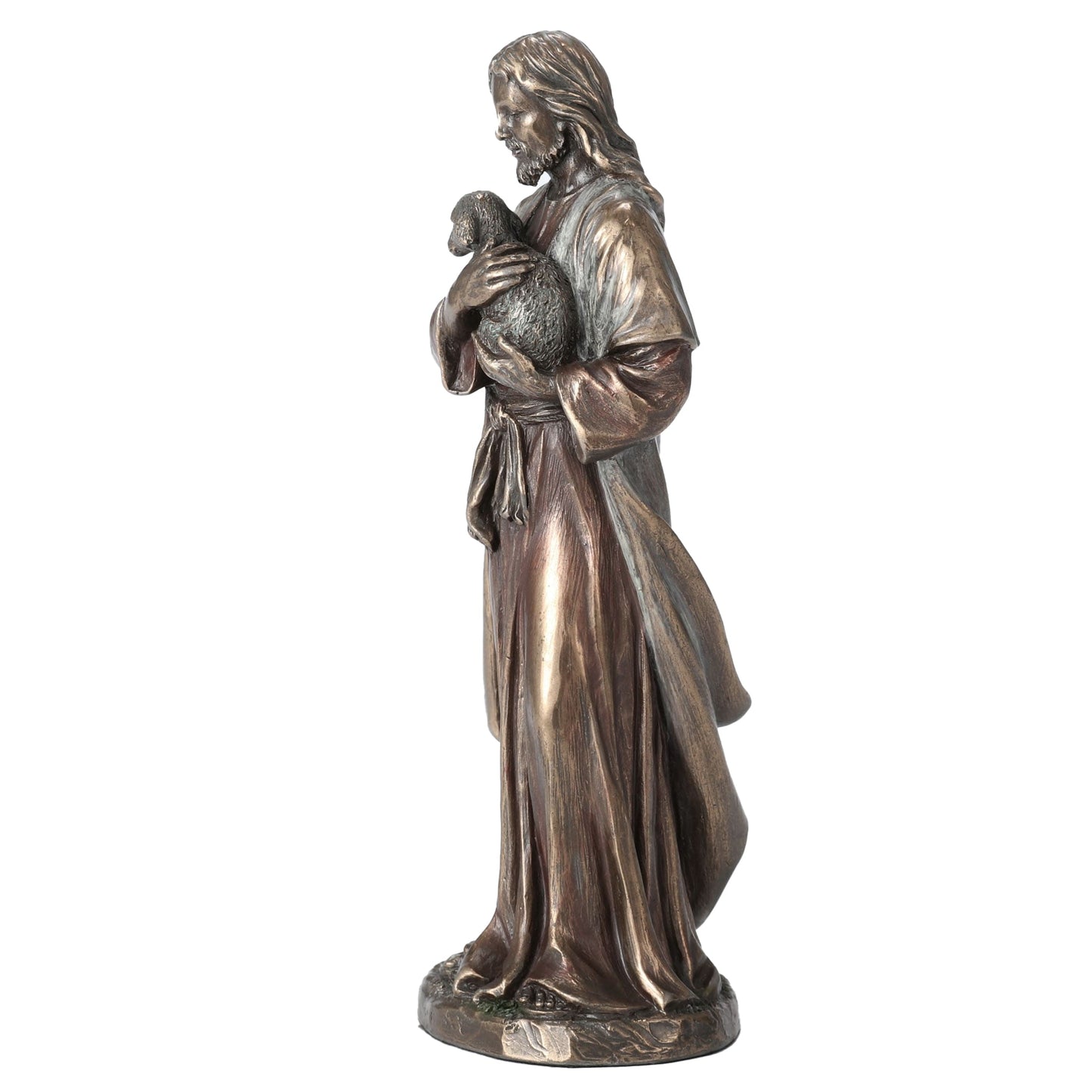 Jesus the Good Shepherd 16cm Veronese Cold-Cast Bronze Statue – Christian Religious Figurine
