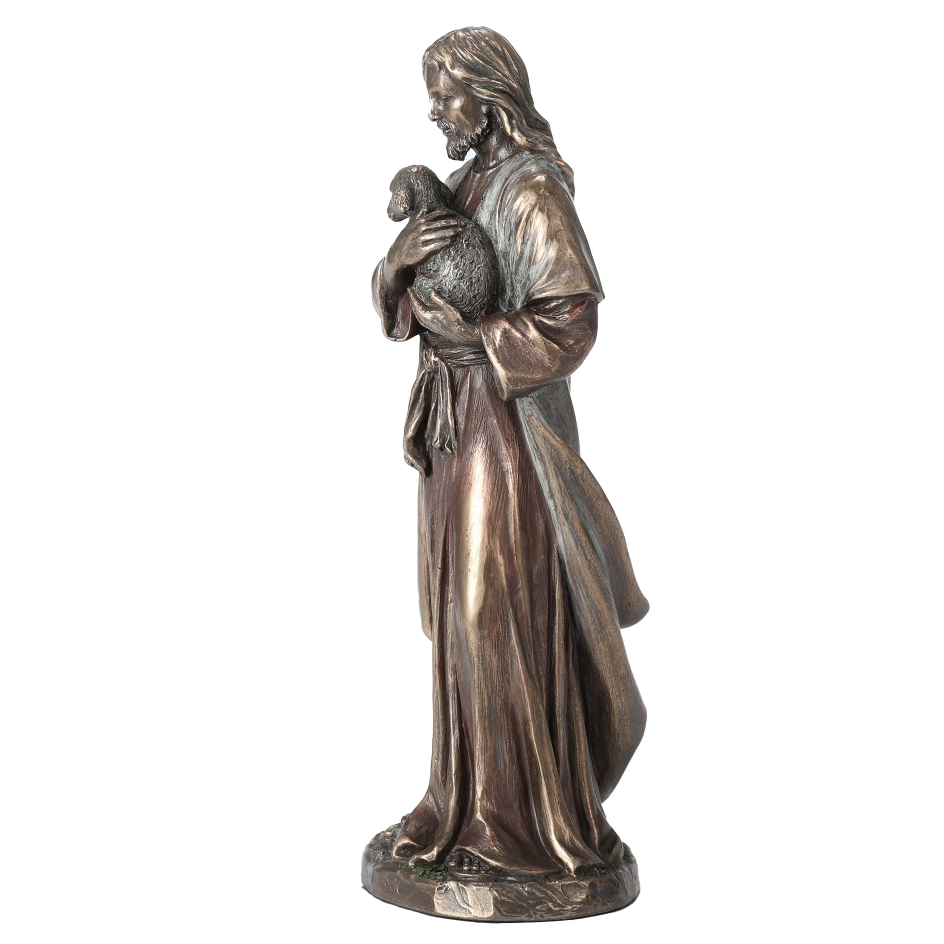 Jesus the Good Shepherd 16cm Veronese Cold-Cast Bronze Statue – Christian Religious Figurine