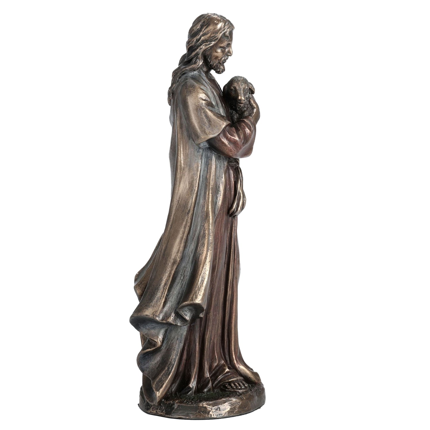 Jesus the Good Shepherd 16cm Veronese Cold-Cast Bronze Statue – Christian Religious Figurine