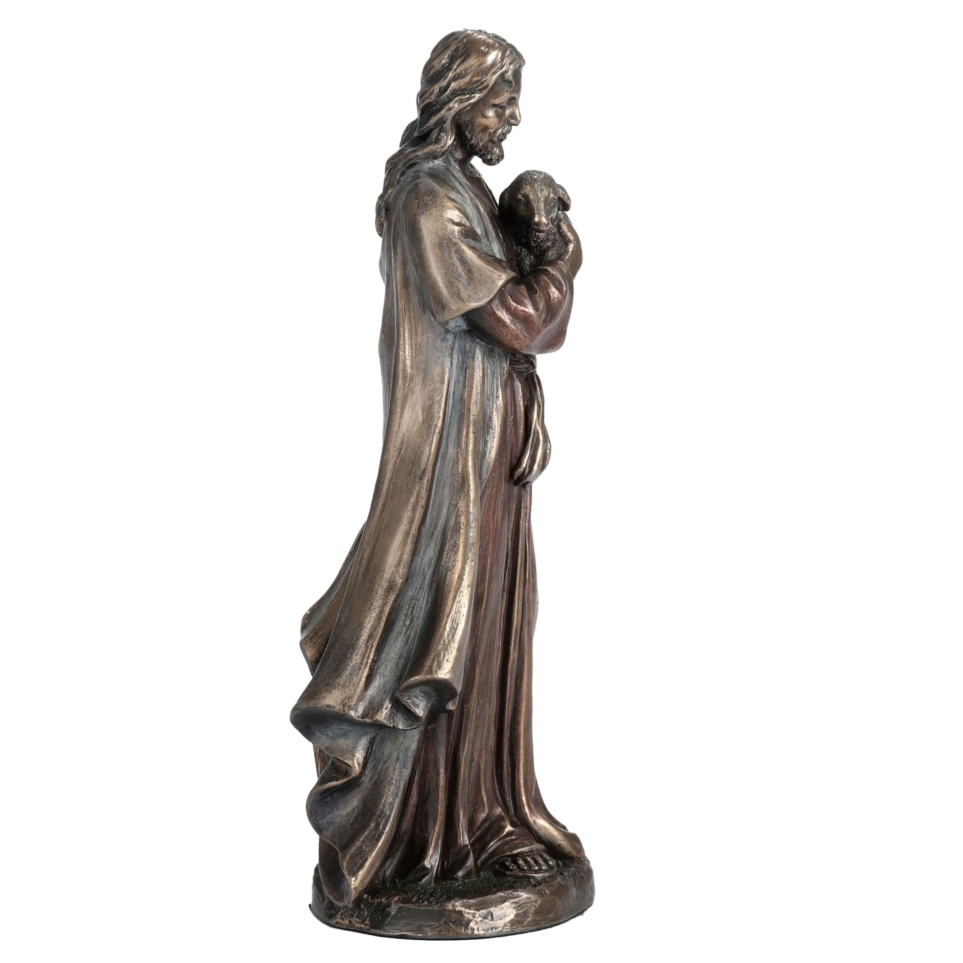 Jesus the Good Shepherd 16cm Veronese Cold-Cast Bronze Statue – Christian Religious Figurine