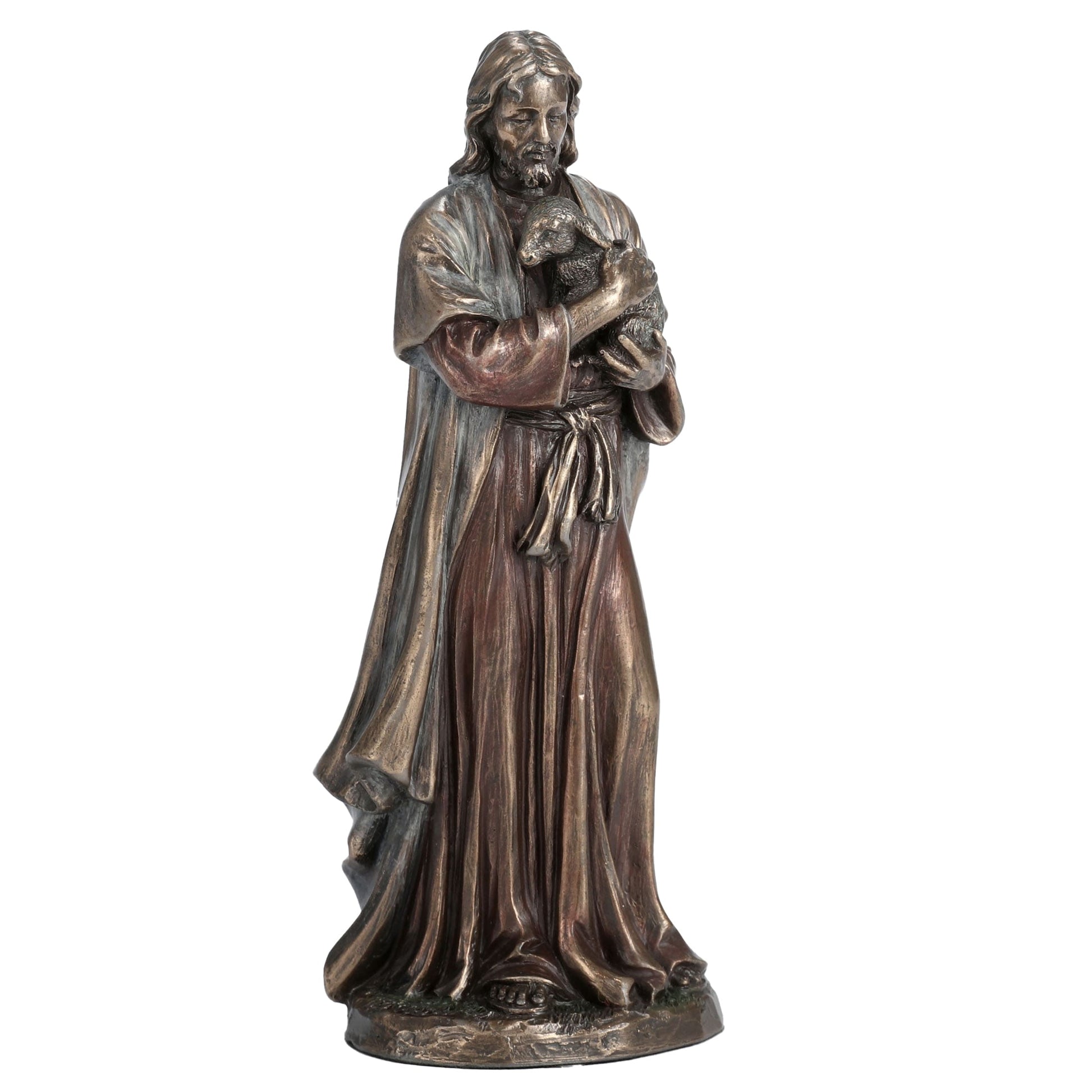 Jesus the Good Shepherd 16cm Veronese Cold-Cast Bronze Statue – Christian Religious Figurine