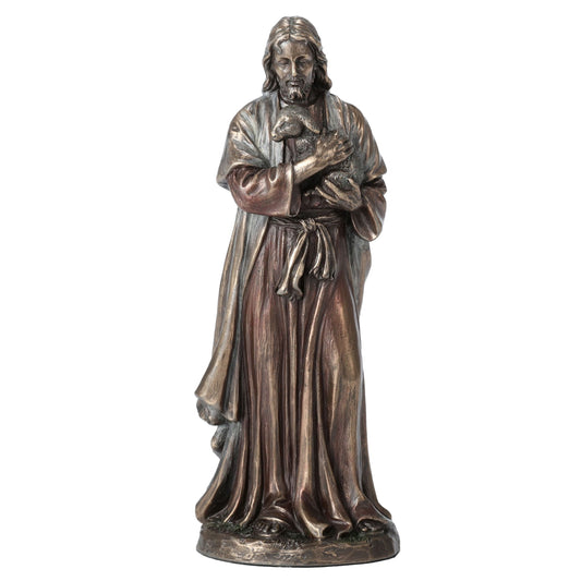 Jesus the Good Shepherd 16cm Veronese Cold-Cast Bronze Statue – Christian Religious Figurine