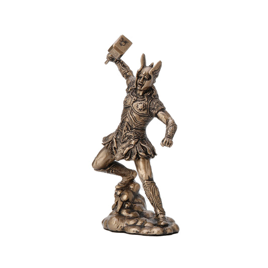 Veronese Design Norse God Thor Statue - 11.5cm Bronze Finish Mythical Warrior Sculpture