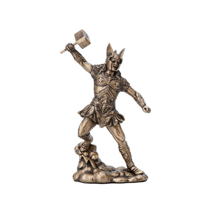 Veronese Design Norse God Thor Statue - 11.5cm Bronze Finish Mythical Warrior Sculpture