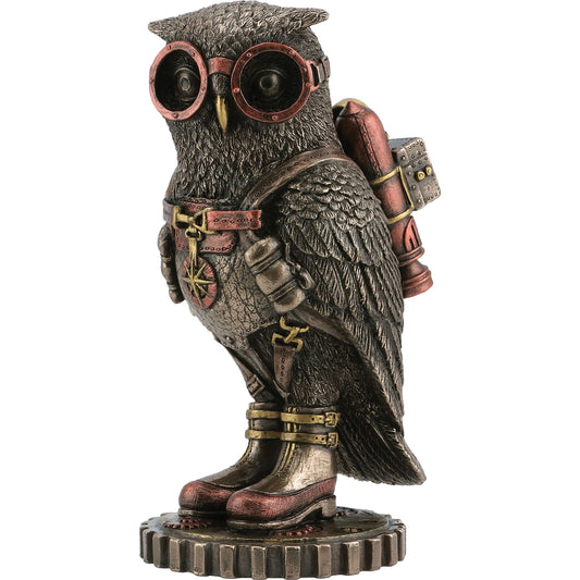 Steampunk Owl Statue – 9,5cm Veronese Cold-Cast Bronze Mechanical Fantasy Figurine
