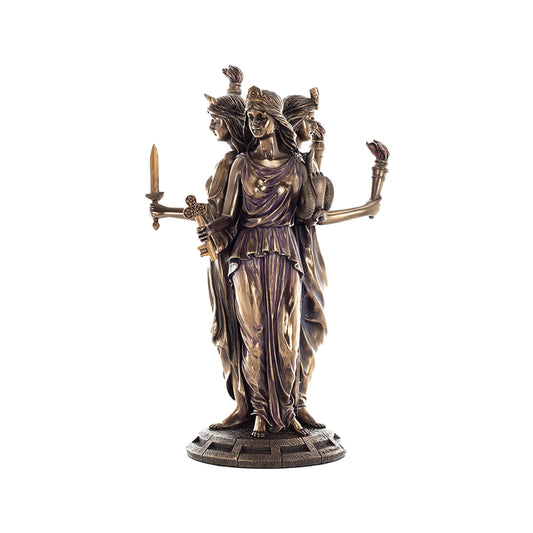 Hecate Triple Goddess Bronze Statue front view, 30 cm