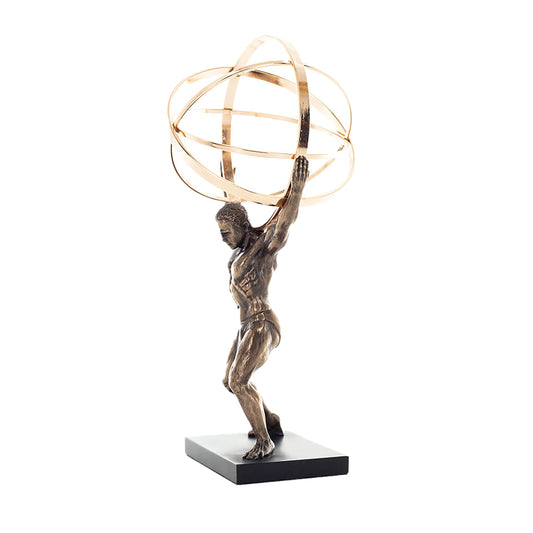 Atlas Titan Bronze Statue side angle with celestial sphere