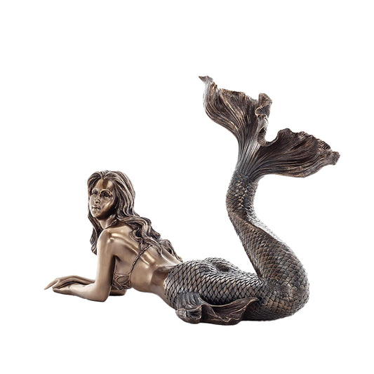Mermaid Bronze Statue side angle showing arched tail