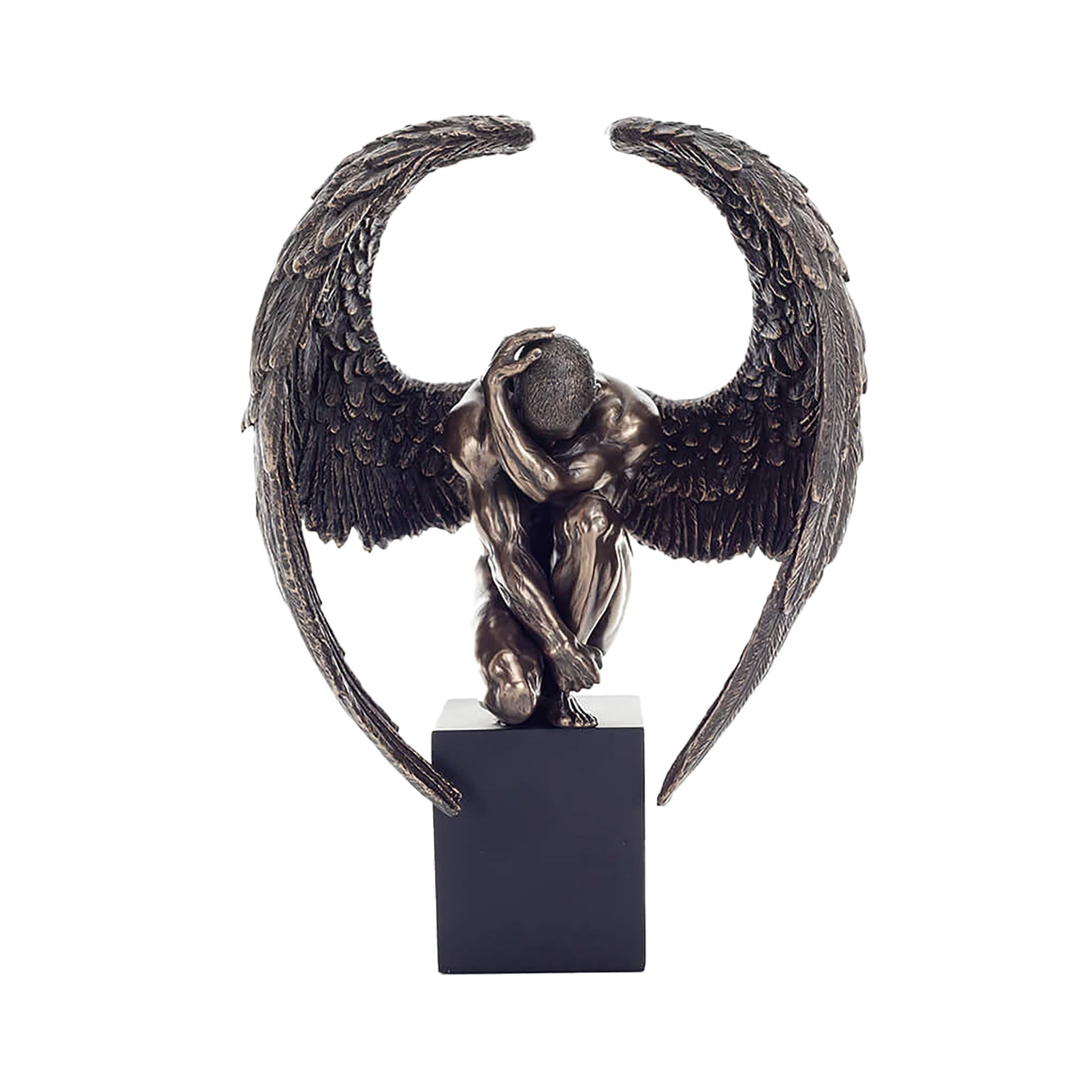 Fallen Angel Bronze Statue front view, 25.5 cm