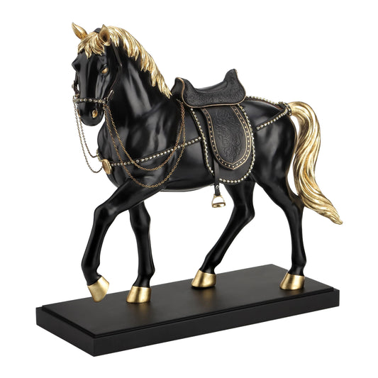 Black Stallion Horse Statue front view, 48×51 cm
