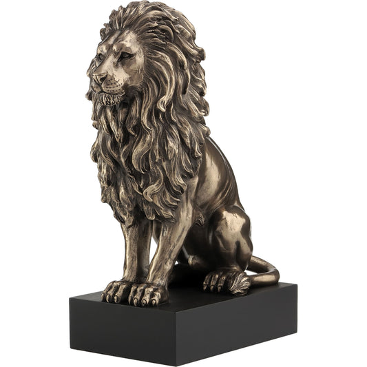 Regal Sitting Lion Statue – 22.3x16cm Veronese Cold-Cast Bronze Majestic Wildlife Figurine
