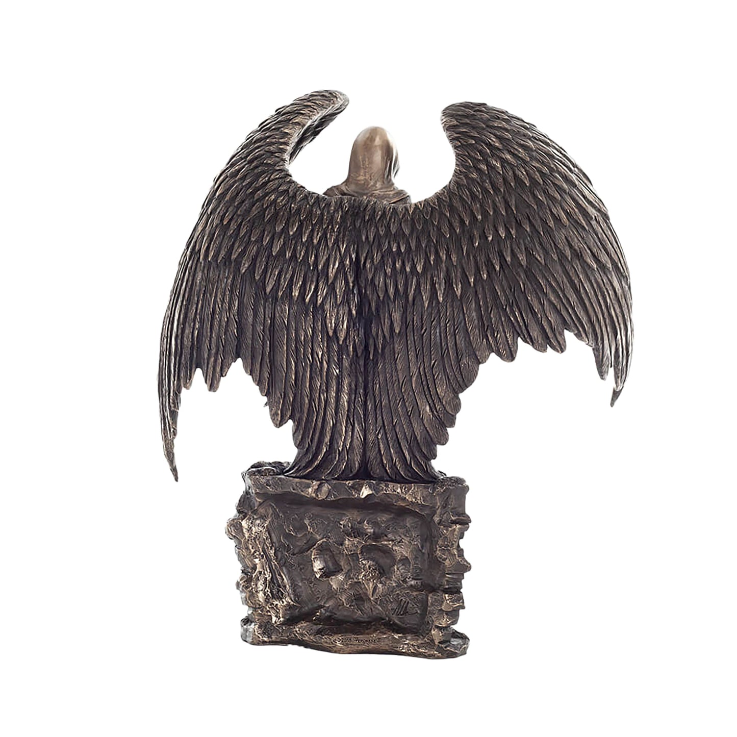 Dark Angel of Death Bronze Statue rear angle showing feather detail