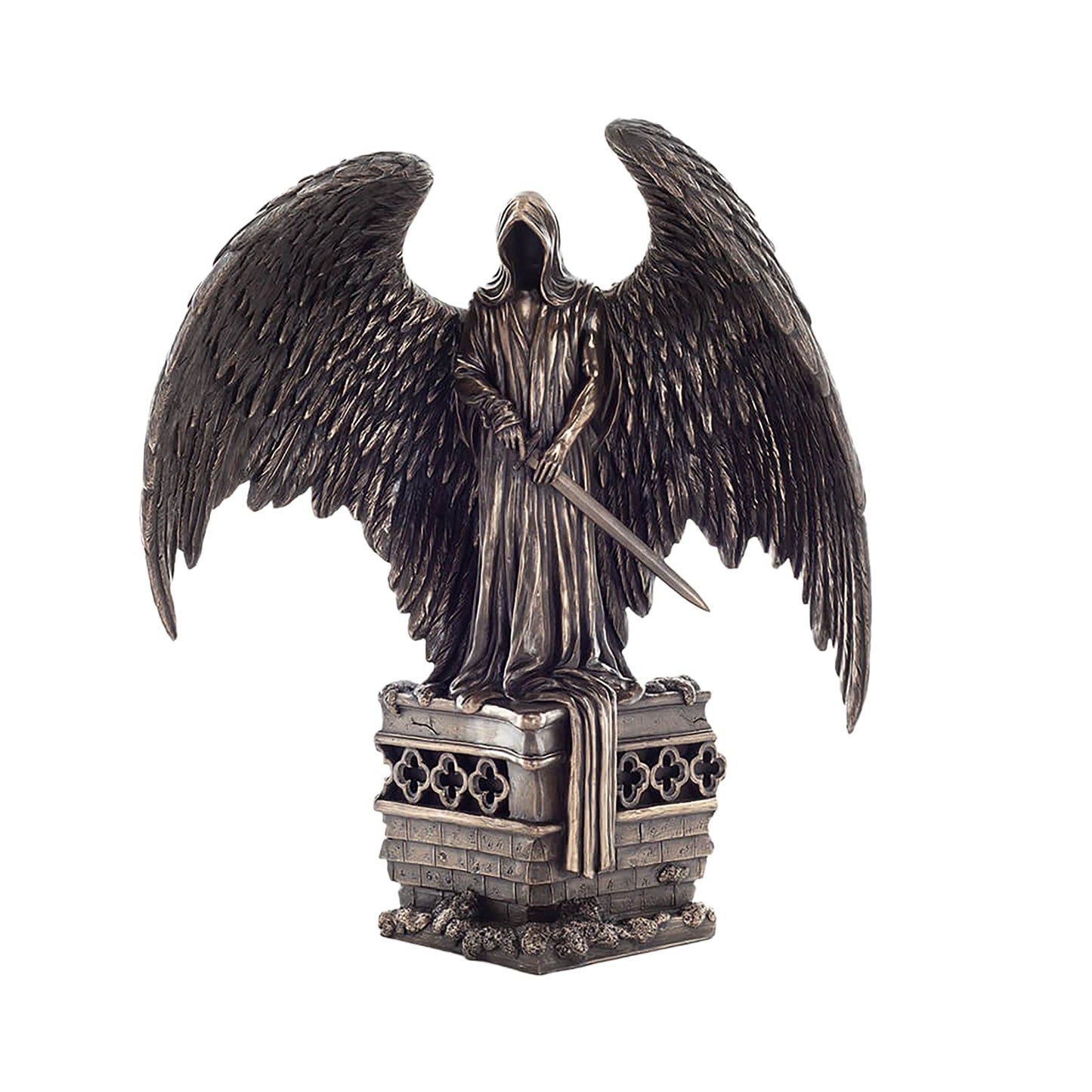 Dark Angel of Death Bronze Statue front view, 28×32.5 cm