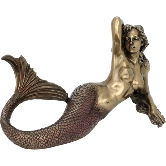 Mermaid 64x32x37cm Veronese Cold-Cast Bronze Statue – Enchanting Siren of the Sea