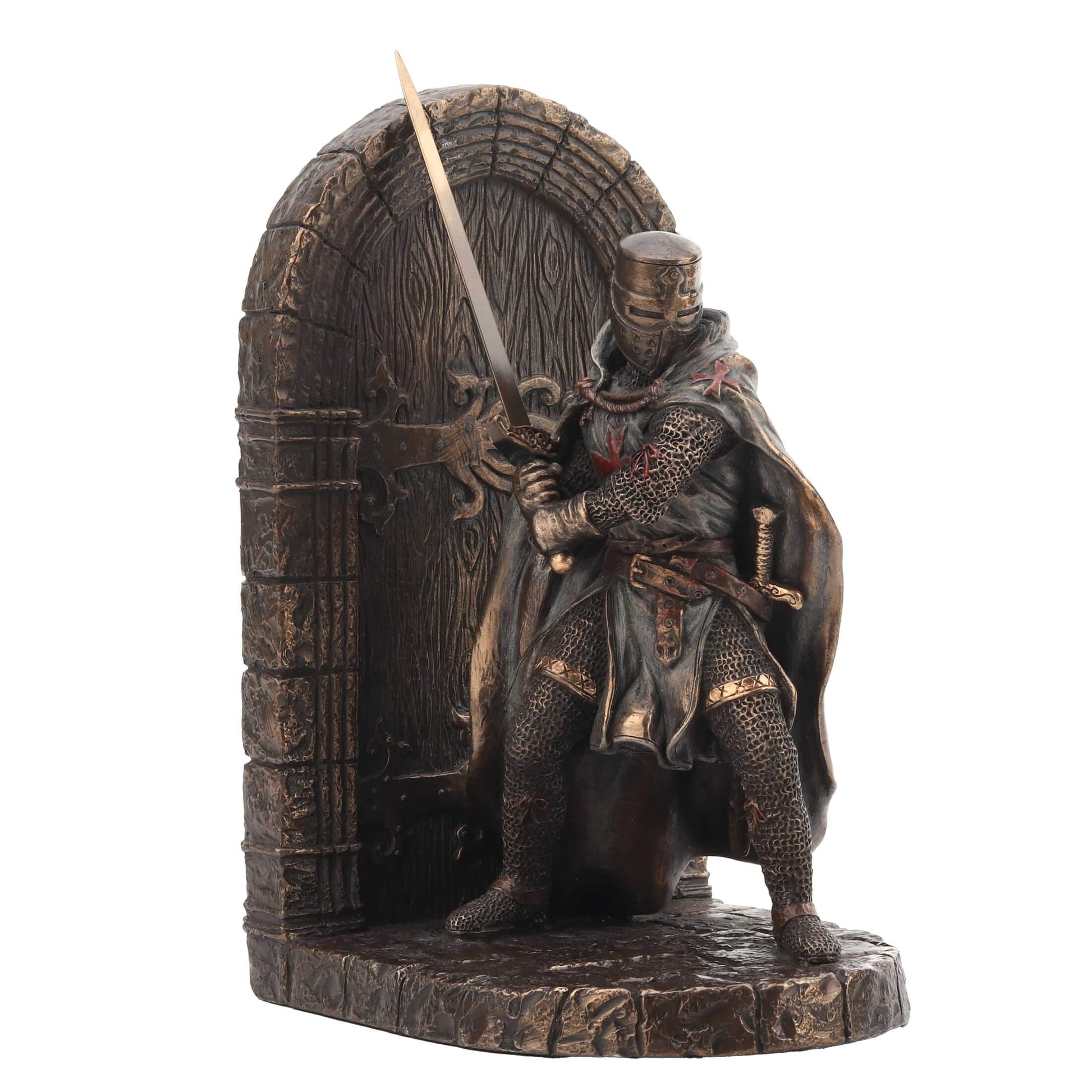 Templar Knight Statue 19cm Veronese Design Cold-Cast Bronze Medieval Warrior Figurine