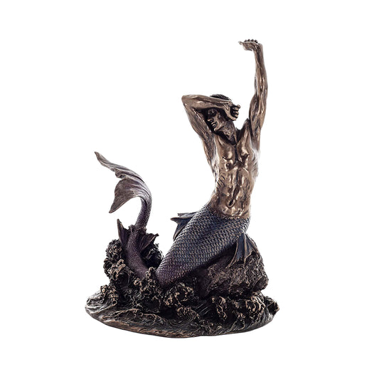 Merman 20cm Veronese Cold-Cast Bronze Statue – Majestic Ocean Guardian
