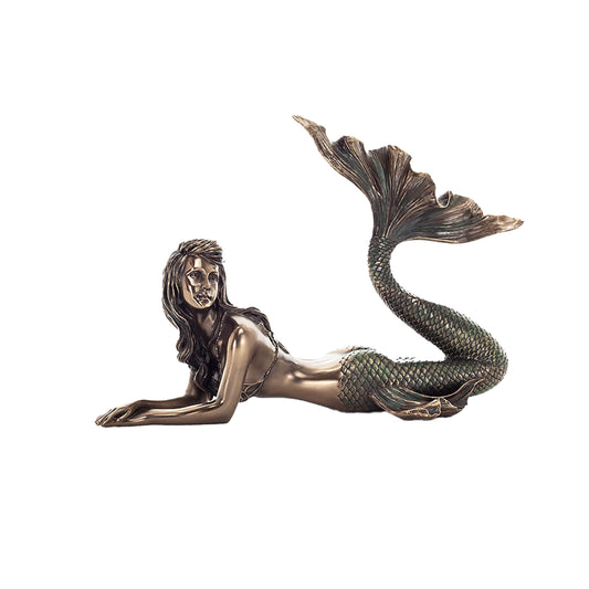 Mermaid 19.5x29cm Veronese Cold-Cast Bronze Statue – Enchanting Ocean Siren
