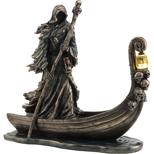 Charon Bronze Statue side angle showing boat and cloak folds