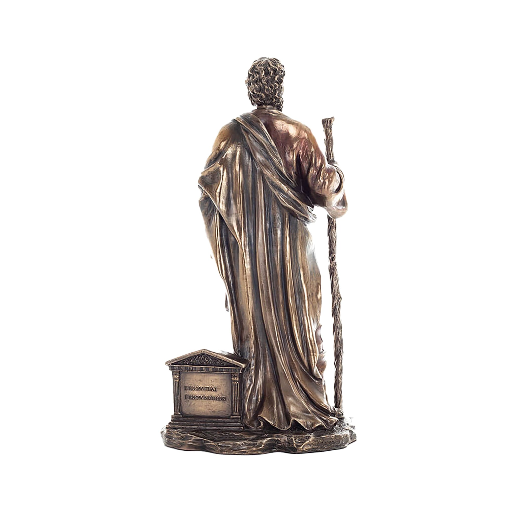 Socrates Cold-Cast Bronze Statue rear angle showing garment folds and base